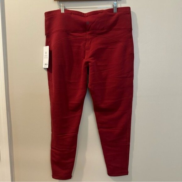 Athleta Altitude Tights Polartec Power Stretch Burgundy Fleece Leggings Size 1X - Picture 4 of 14